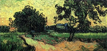  Chateau Painting - Landscape with the Chateau of Auvers at Sunset Vincent van Gogh